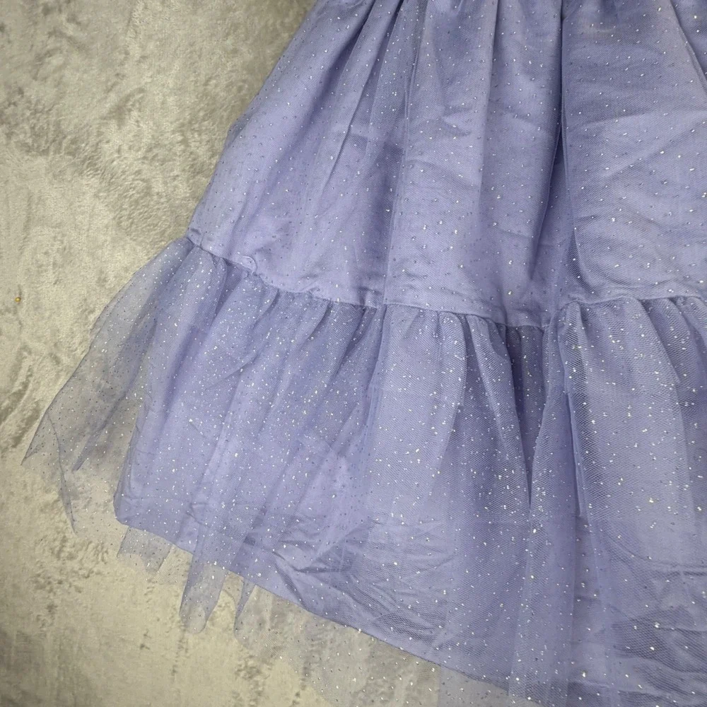 Janie and Jack Girls Lavender Purple Glitter Tulle Tiered Party Dress Size 5
